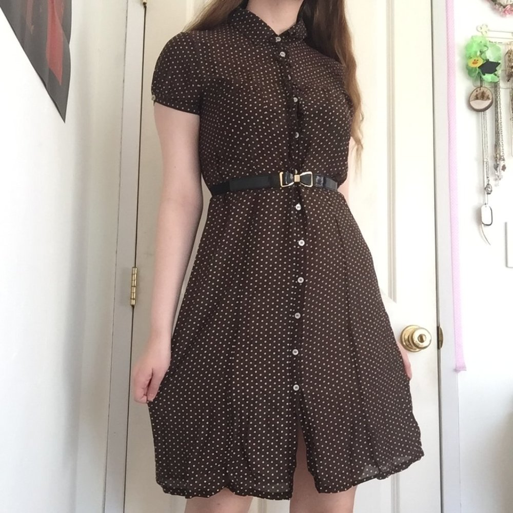 🍂Guy Rover Brown Silk Italia Dress Size 4 🍂